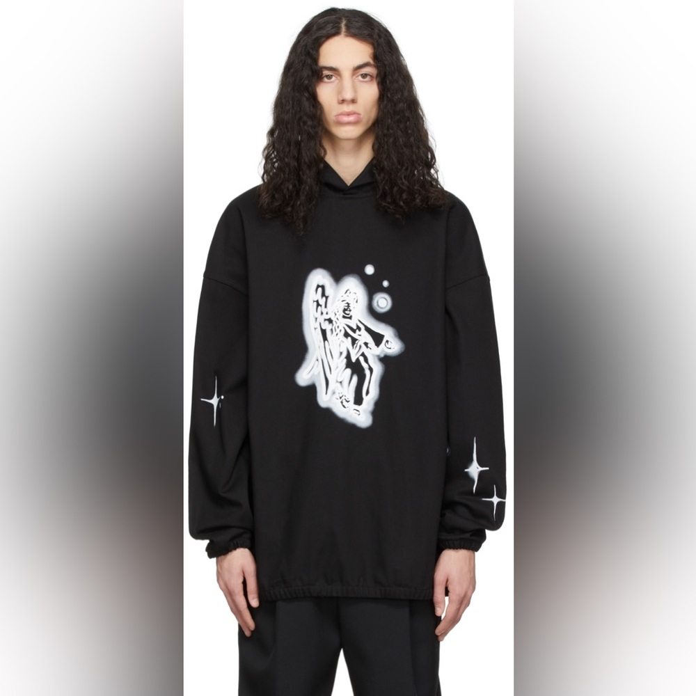We11done Men's Black Denim Hoodle